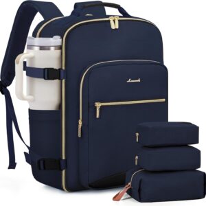 LOVEVOOK 40L Large Travel Backpack for Women Men, 17 Inch Carry on Backpack for Traveling on Airplane, Personal Item Travel Bag Airline Approved, Business Causal Weekender Backpack, Blue-Black