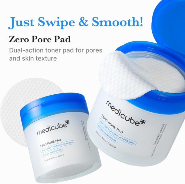 Medicube Zero Pore Pads 2.0, Dual-Textured Facial Toner Pads for Exfoliation and Pore Care with 4.5% AHA Lactic Acid & 0.45% BHA Salicylic Acid, Ideal... - Image 5