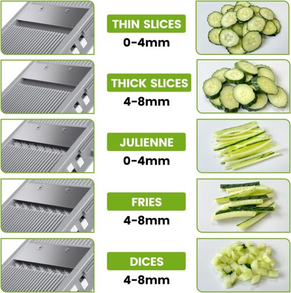 Safer Mandoline Food Slicer, Thickness Adjustable Vegetable Chopper, Onion Chopper Potato Slicer Tomato Cutter Dicer, Multifunctional Kithcen Food Fruit Chopper - Image 4
