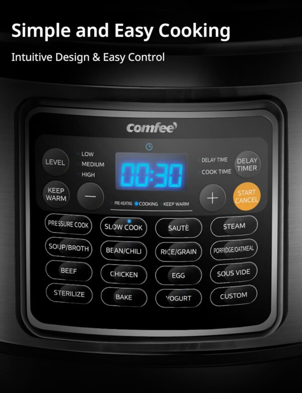 COMFEE’ 16 in 1 Electric Pressure Cooker Instant Multi Cooker Olla de Presion Non-Stick Pot Yogurt Maker Rice Cooker Slow Cooker Sauté Steamer 8 Quarts for Family Feast - Image 4