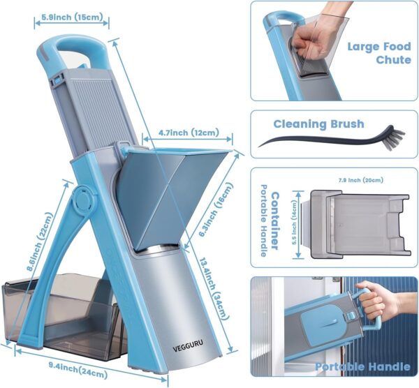 Safer Mandoline Food Slicer, Thickness Adjustable Vegetable Chopper, Onion Chopper Potato Slicer Tomato Cutter Dicer, Multifunctional Kithcen Food Fruit Chopper - Image 3