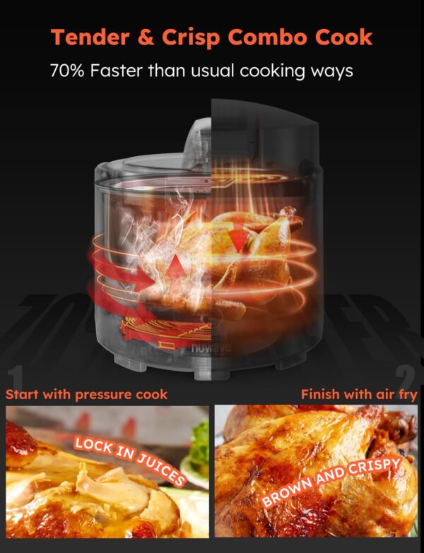 Nuwave Duet Air Fryer and Electric Pressure Cooker Combo with 2 Switchable Lids, 300 FoolProof One-Touch Presets, Crisp&Tender Tech, 6QT Heavy-duty Stainless Steel Pot, 15+ Safety Features - Image 7