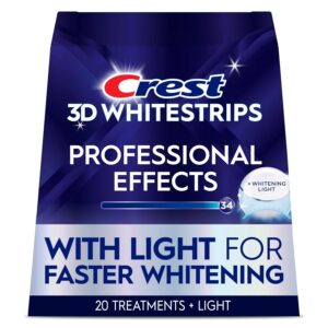 Crest 3D Whitestrips Professional Effects + LED Light – Teeth Whitening Kit, 1 Light + 20 Treatments, Each with 1 Upper/1Lower, 40 Strips – Crest 3DWhite Teeth Whitening Strips