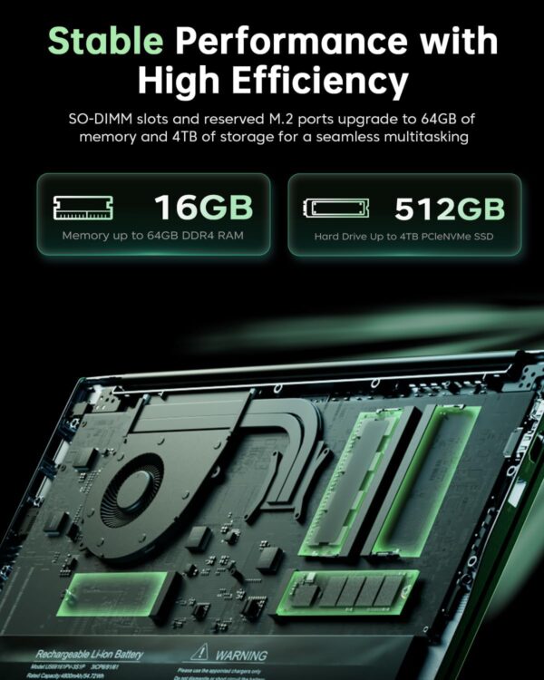 ACEMAGIC 2025 LX15Pro Laptop, Laptop Computer, AMD Ryzen-7 5700U(8C/16T, Up to 4.3GHz), 16GB RAM 512GB NVMe SSD, 15.6" FHD IPS Display, Windows 11 Laptop, WiFi 6 BT5.2, HDMI Type-C, Office/Home Laptop - Image 4