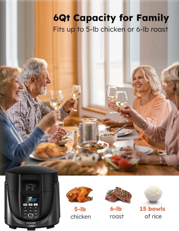 Nuwave Duet Air Fryer and Electric Pressure Cooker Combo with 2 Switchable Lids, 300 FoolProof One-Touch Presets, Crisp&Tender Tech, 6QT Heavy-duty Stainless Steel Pot, 15+ Safety Features - Image 5