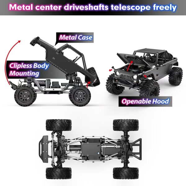 HYPER GO H12Y 1/12 Brushless 4X4 RC Rock Crawlers for Adults, Metal Case Waterproof 4WD Off-Road RC Rock Trucks with Portal Axles, All Terrain RC Cars with 2 Battery - Image 2