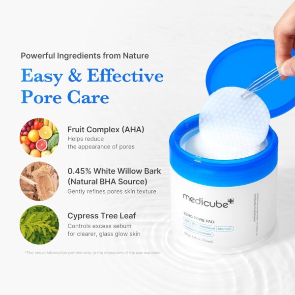 Medicube Zero Pore Pads 2.0, Dual-Textured Facial Toner Pads for Exfoliation and Pore Care with 4.5% AHA Lactic Acid & 0.45% BHA Salicylic Acid, Ideal... - Image 4