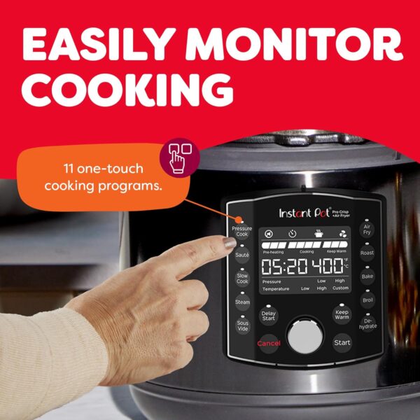Instant Pot Pro Crisp 11-in-1 Air Fryer and Electric Pressure Cooker Combo with Multicooker Lids that Air Fries, Steams, Slow Cooks, Sautés, Dehydrates, & More, Free App With Over 800 Recipes, 8 Quart - Image 7