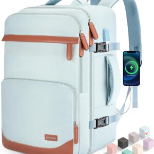 40L Travel Backpack with USB Charging Port, Water-Resistant Carry On Backpack for Men Women, Business Laptop Backpack for Trips & Commutes, Fits 15.6/17.3 Inch Laptop