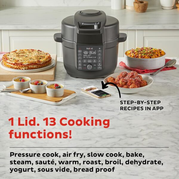 Instant Pot 6.5 Quart Duo Crisp Ultimate Lid with WIFI, 13-in-1 Air Fryer and Pressure Cooker Combo, Sauté, Slow Cook, Bake, Steam, Warm, Roast, Dehydrate, Sous Vide, & More, Includes App with Recipes - Image 6