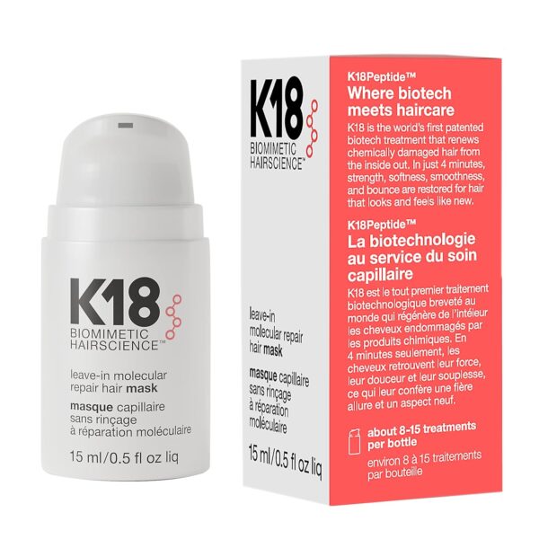K18 Leave-In Molecular Hair Mask, Repairs Dry or Damaged Hair, Reverse Hair Damage from Bleach, Color, Chemical Services & Heat - Image 6