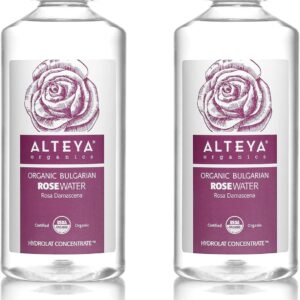 Alteya Organics Rose Water, Organic Facial Toner, 34 Fl Oz/ 2x17 Fl Oz Bundle, Pure Bulgarian Rosa Damascena Flower Water, Award-Winning Moisturizer, BPA-Free Bottle with Reducer