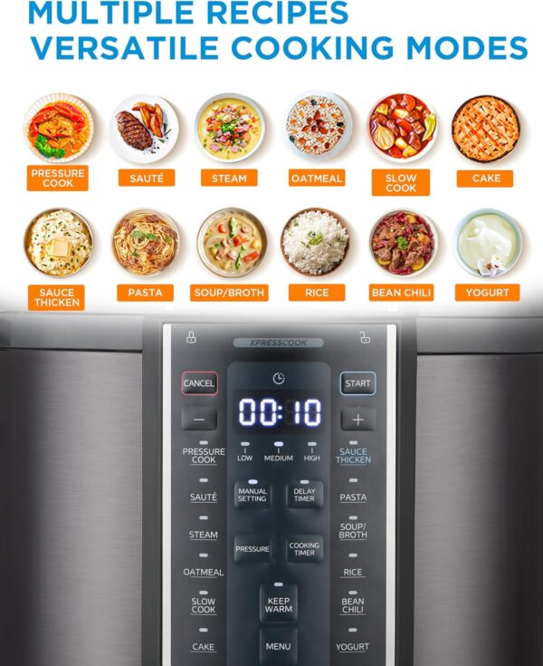 Midea 12-in-1 Electric Pressure Cooker, 8 Quarts, 12 Presets, Multi-Functional Programmable Slow Cooker, Rice Cooker, Steamer, Sauté Pan, Yogurt Maker, and More, Stainless Steel - Image 6