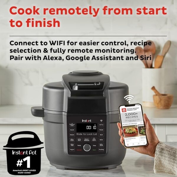 Instant Pot 6.5 Quart Duo Crisp Ultimate Lid with WIFI, 13-in-1 Air Fryer and Pressure Cooker Combo, Sauté, Slow Cook, Bake, Steam, Warm, Roast, Dehydrate, Sous Vide, & More, Includes App with Recipes - Image 7
