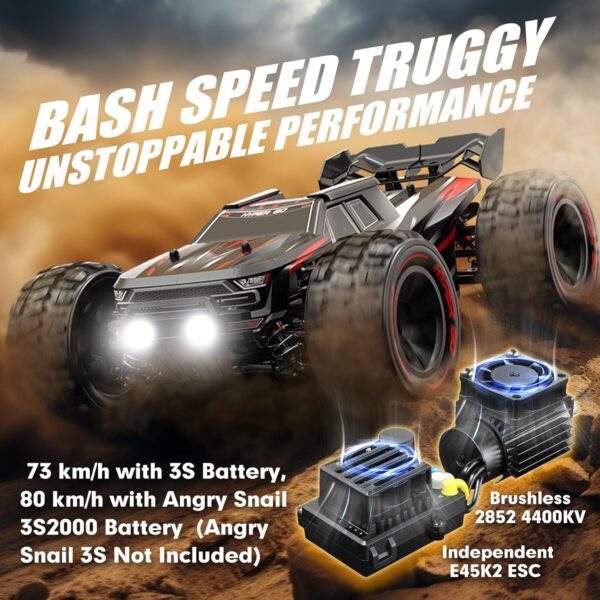 HYPER GO 14210 H14BM V3 1/14 Brushless RC Cars for Adults Fast 50 mph, RC Trucks 4X4 Offroad Waterproof, Electric Powered High Speed RC Car, Fast Extreme RC Truggy with 3S Battery for Snow Sand - Image 5