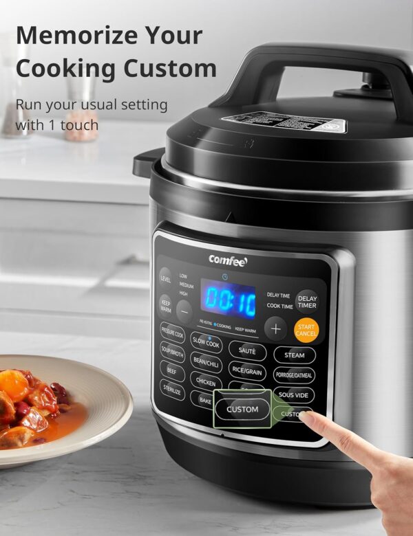COMFEE’ 16 in 1 Electric Pressure Cooker Instant Multi Cooker Olla de Presion Non-Stick Pot Yogurt Maker Rice Cooker Slow Cooker Sauté Steamer 8 Quarts for Family Feast - Image 3