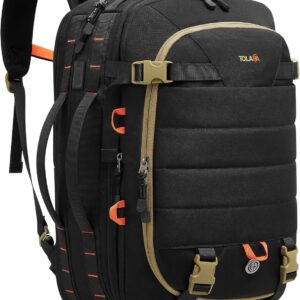 Tolaccea Carry on Travel Backpack, TSA Friendly Flight Approved Laptop Backpack Duffle Bag for Men Women with Dual Laptop Storage for 17.3", USB Charging Port, Business Rucksack 40L-50L Expandable
