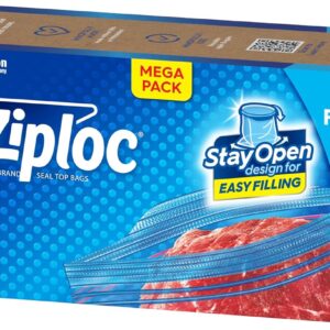Ziploc Gallon Food Storage Freezer Bags, Stay Open Design, Easy to Fill, 66 count