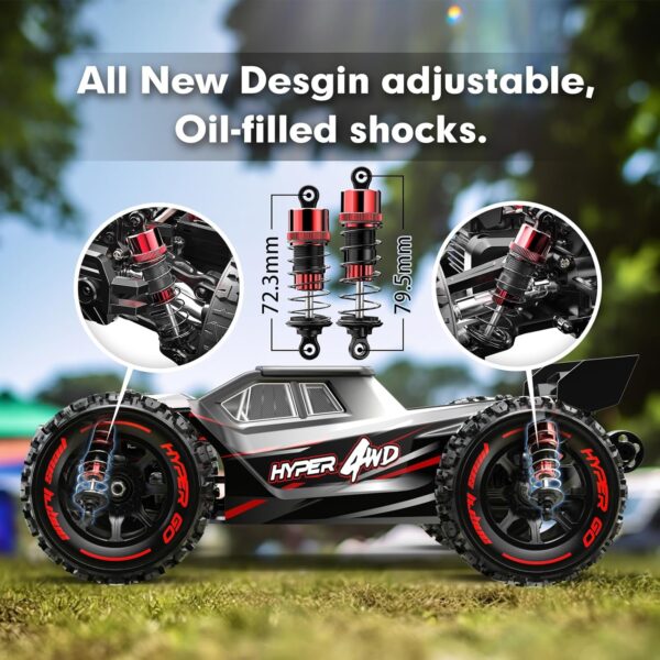 HYPER GO 14210 H14BM V3 1/14 Brushless RC Cars for Adults Fast 50 mph, RC Trucks 4X4 Offroad Waterproof, Electric Powered High Speed RC Car, Fast Extreme RC Truggy with 3S Battery for Snow Sand - Image 4