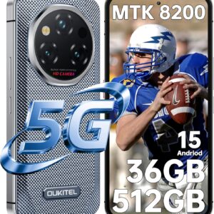 OUKITEL WP210 Rugged Phone 5G 2025, 36GB+512GB, 6.7" FHD+ AMOLED, Android 15, MTK 8200+, 108MP Camera Rugged Smartphone Unlocked, Fingerprint/NFC/OTG, Grey