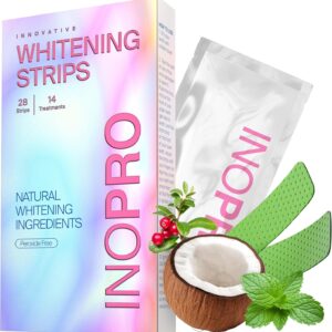 Teeth Whitening Strips 14 Treatments Kit - Teeth Whitener, Peroxide Free, Green White Strips for Teeth Whitening with Arbutin, Coconut Oil, Deep Stains Removal (28 Strips)