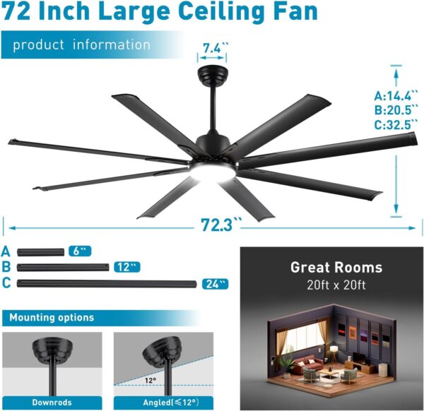 72 lnch lndustrial Celing Fan Indoor Outdoor - Image 8