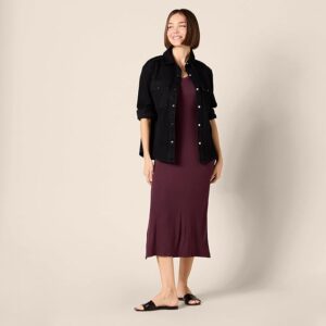 Amazon Essentials Women's Jersey V-Neck Short Sleeve Midi Length Dress