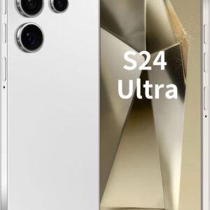 Unlocked Phone S24 Ultra Android Phone 8-core 8GB+256GB Cell Phone 7 inch HD Screen Mobile Phone 108MP+48MP Camera 6800 mAh Battery 5G Dual SIM (Titanium White)