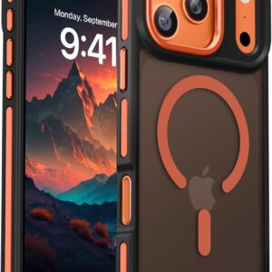 DOMAVER Magnetic for iPhone 17 Pro Max Case 6.9" 2025, [Compatible with Magsafe] Slim Cute Translucent Matte Shockproof Drop Protective Bumper Women Men Phone Cover for iPhone 17 ProMax, Orange