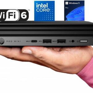 HP Pro 400 G9 Mini PC Desktop Computer, Intel CPU, 16GB DDR5 RAM, 256GB PCIe SSD, Triple 4K Display Support, USB-C, Ultra-Quiet Design, Bluetooth 5.2, WiFi 6, Keyboard and Mouse, Windows 11 Pro