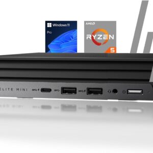 HP 2025 Elite 805 Mini PC Desktop Computer, AMD Ryzen 5 (Beat i7-11700T), Ultra-Quiet Design, 32GB RAM, 1TB PCIe SSD, Dual 4K Display Support, USB-C, Wi-Fi 6, Keyboard & Mouse, Windows 11 Pro