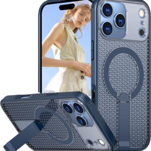 CCSmall for Apple iPhone 17 Pro Max Case Heat Dissipation with Kickstand, [Compatible with MagSafe] Summer Cooling Slim Phone Case Cover for iPhone 17 Pro Max FX Dark Blue