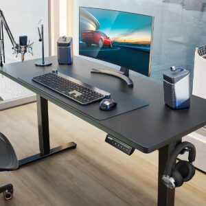 ErGear Height Adjustable Electric Standing Desk, 47.2 x 23.6 Inches Sit Stand up Desk, Memory Computer Home Office Desk with Two-Piece Desktop (Black)