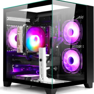 LXZ Gaming PC Desktop Ryzen 7 8700F | 32GB DDR5 RAM | GeForce RTX 5060 8GB | High-Performance Gaming & Design Computer, Black Tower PC