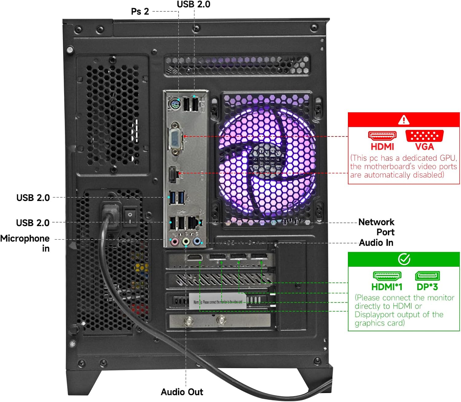 LXZ Gaming PC Desktop Ryzen 7 8700F | 32GB DDR5 RAM | GeForce RTX 5060 8GB | High-Performance Gaming & Design Computer, Black Tower PC - Image 6