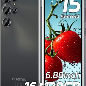 OUKITEL C61 Unlocked Cell Phone 2025- Android 15, 6.88" Display Smartphone, 16GB+128GB/1TB, 5150mAh Battery Phone, 13MP Camera, 4G Dual Sim Mobile Phones, Fingerprint/Face Unlock/GPS/BT5.0, Black