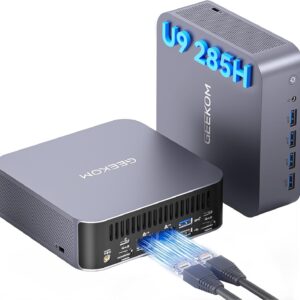 GEEKOM GT2 Mega Ai Mini PC with Latest Intel Core Ultra 9 285H & Arc 140T GPU (99 TOPS) | 32GB DDR5 2TB SSD | Windows 11 Pro | Dual 2.5G LAN, WiFi 7, USB4 | 8K Mini Desktop Computer for Office, Gaming