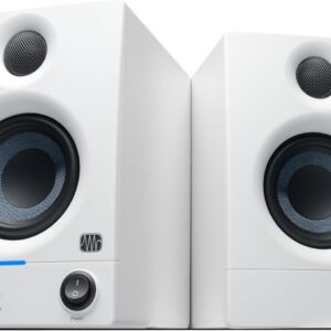 PreSonus Eris 3.5 Studio Monitors (White), Pair — 3.5" Inch Powered Bookshelf Speakers, Stereo, Desktop Computer, Near Field Music Production, Audio Mixing Recording