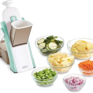 DASH Safe Slice® Mandoline Slicer, Julienne + Dicer for Vegetables, Meal Prep & More with 30+ Presets & Thickness Adjuster - Aqua