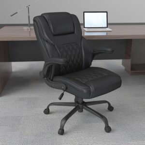 AnyGod Executive Office Chair, Comfy Ergonomic Computer Desk Chairs with Flip-up Armrests, Lumbar Support, High Back, 360° Swivel and Rocking Function for Home Office